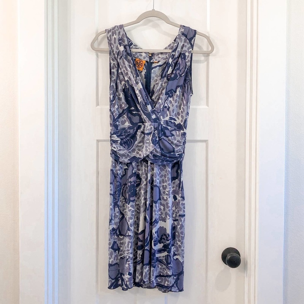 Tory Burch Silk Blue Floral Midi Dress Size Small